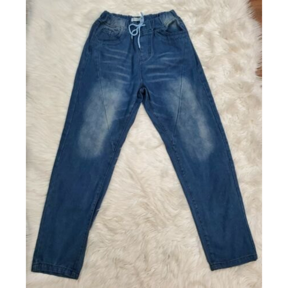 Misslook Drawstring Jeans Relax Fit Denim Pants Medium Wash Fading Size Small - Picture 6 of 8